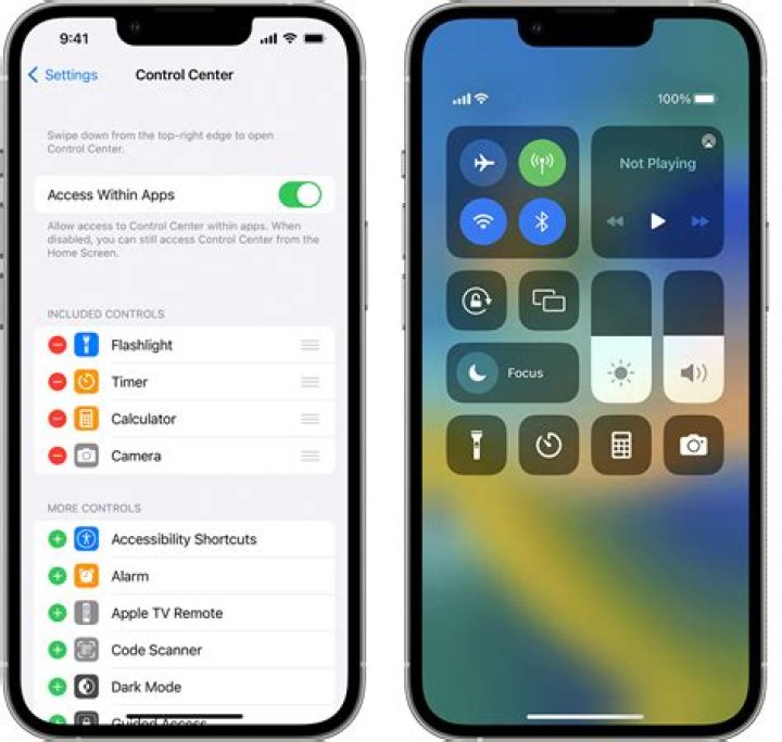 How do you bring up Control Center on new iPhone?