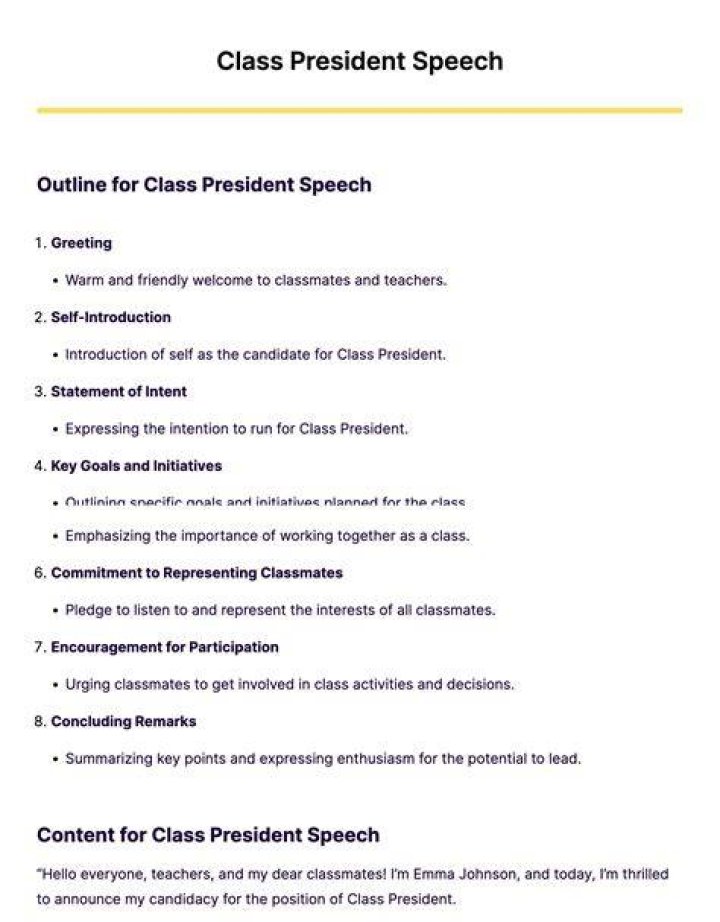 How do you start a class president speech