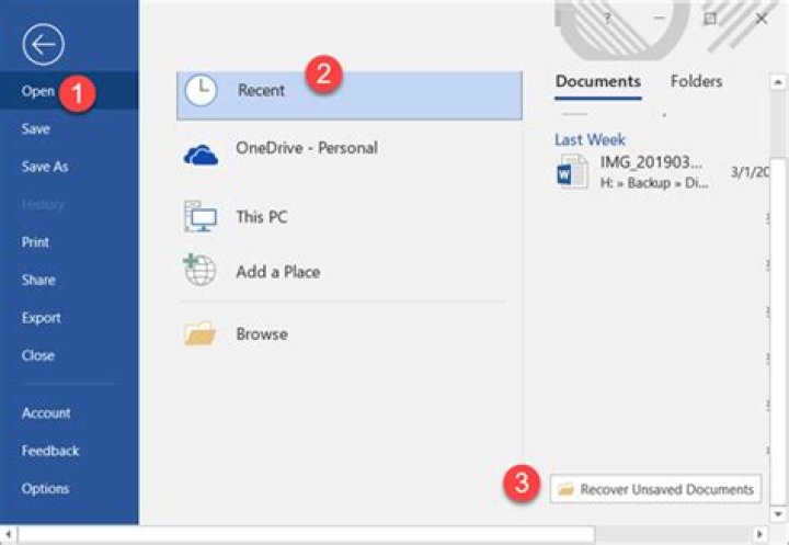 Recover word document not saved
