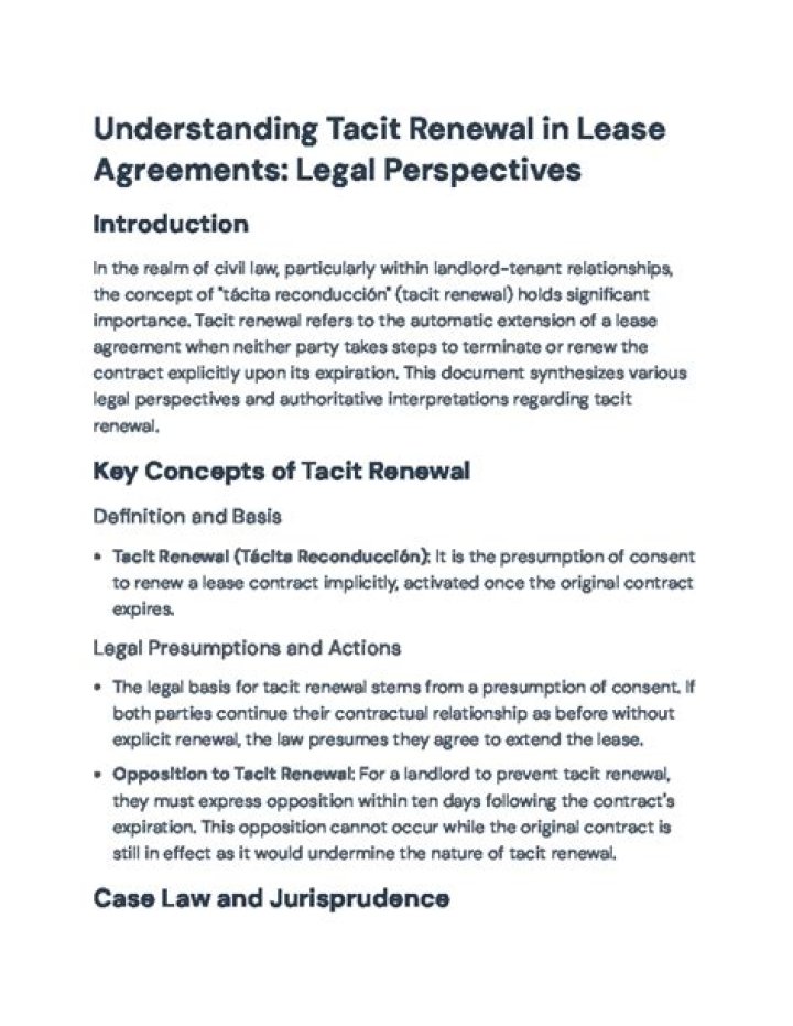 Tacit Renewal - How To Discuss