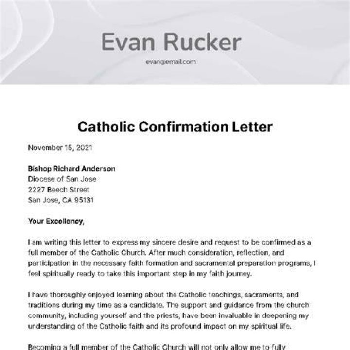 What do you write in a Catholic confirmation letter