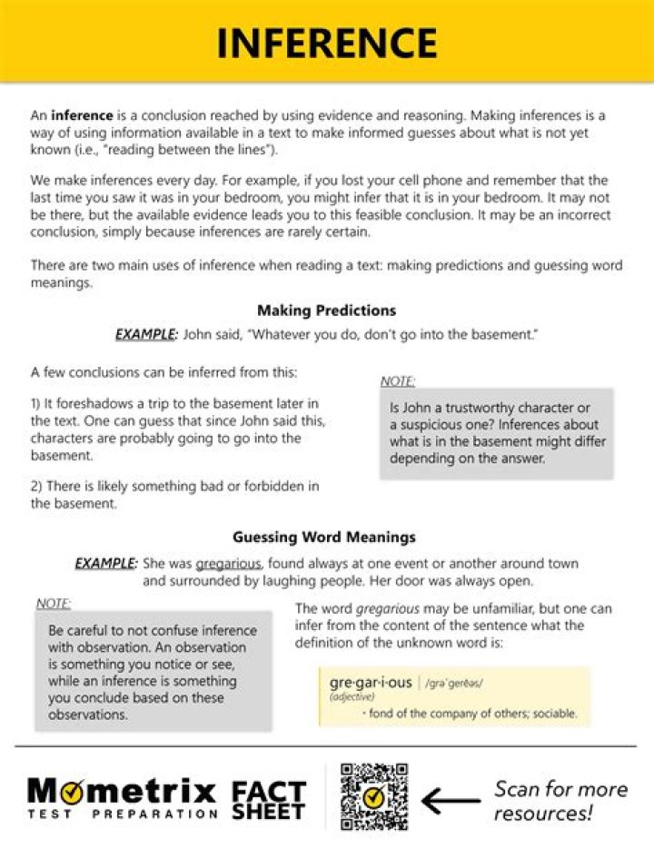 What is an example of an inference question